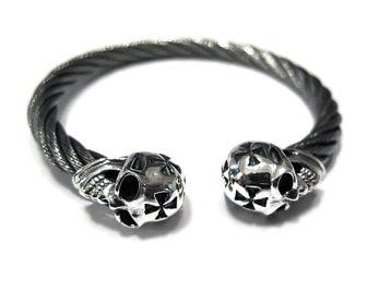 Браслет из серебра и стали Skull Blood JB29-02