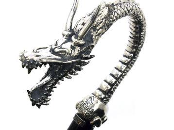 Трость с серебряной ручкой Дракон BST-101
