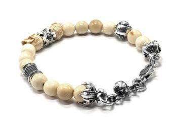 Браслет из серебра и бивня мамонта Bone Fire-1 AZB-104