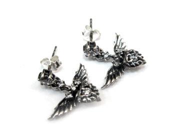 Серьги из серебра Сердце с крыльями RE34-EC-022