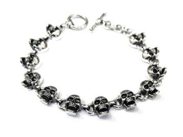 Браслет мужской серебряный Skulls PPB27-05