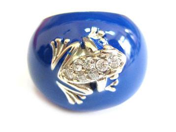 Кольцо "Blue frog" из серебра BRR-003