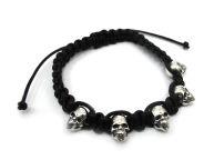 Браслет из серебра и хлопка 5 Skulls ARB32-02