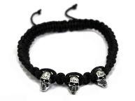 Браслет из серебра и хлопка 3 Skulls ARB34-02