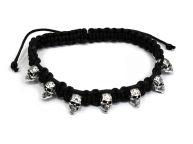 Браслет из серебра и хлопка 7 Skulls ARB34-03